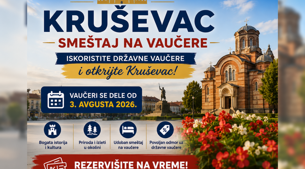 Kruševac smeštaj na vaučere 2026 – Iskoristite državne vaučere za povoljan odmor